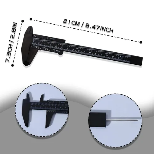 Vista 2 de Herramienta de medición de cejas de 6 pulgadas/5.906 in, regla de mapeo de cejas, mini pinza de vernier, regla de plástico de doble escala
