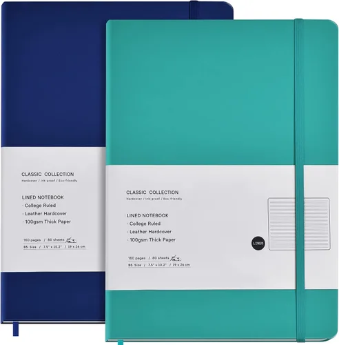 Vista 8 de Coopay Paquete de 2 cuadernos B5, cuadernos clásicos con rayas universitarias, de tapa dura, para oficina, hogar, escuela, negocios, escritura