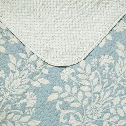 Vista 3 de Juego de edredón Laura Ashley, color azul., Algodón, Azul brisa, gemelo