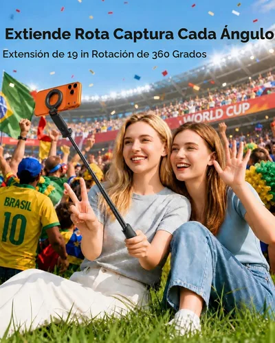Vista 5 de Mini trípode magnético para selfie stick para iPhone y Android, tamaño de bolsillo de 19 pulgadas, agarre de cámara de teléfono 4 en 1 con control