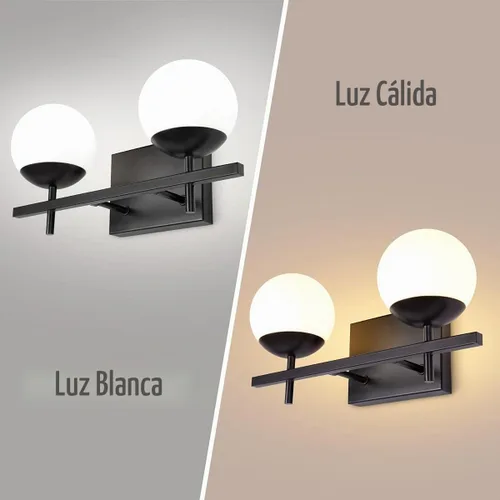 Vista 7 de Accesorios de iluminación de baño sobre espejo, luces de tocador negras para baño con vidrio esmerilado blanco, accesorios de iluminación de tocador