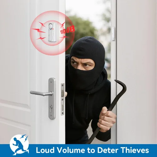 Vista 3 de Alarmas de puerta para la seguridad de los niños, timbres de puerta ruidosos de 110 dB cuando se abre la puerta, sensor de puerta con control
