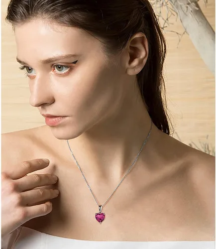 Vista 5 de valunell Love-Heart - Collar con colgante de plata de ley 925 con circonita cúbica collar de piedra natal regalos de joyería para mujeres y niñas 18