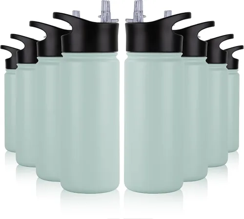 Vista 39 de Botella de agua aislada de 64 onzas con tapas de pajita y boquilla, jarra de agua de acero inoxidable de medio galón con mango de paracord, vacío