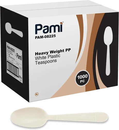 Vista 7 de PAMI Tenedores de plástico desechables resistentes, blancos, duraderos, paquete a granel, 1000