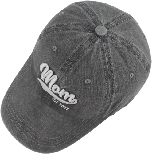 Vista 4 de Gomthrpc Mom Est 2024 - Gorra de béisbol para mujer, divertida gorra de béisbol ajustable de algodón lavado bordado en 3D