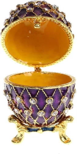 Vista 4 de YUFENG - Estuche abisagrado para baratijas para niñas, estuche en forma de piña decorado a mano