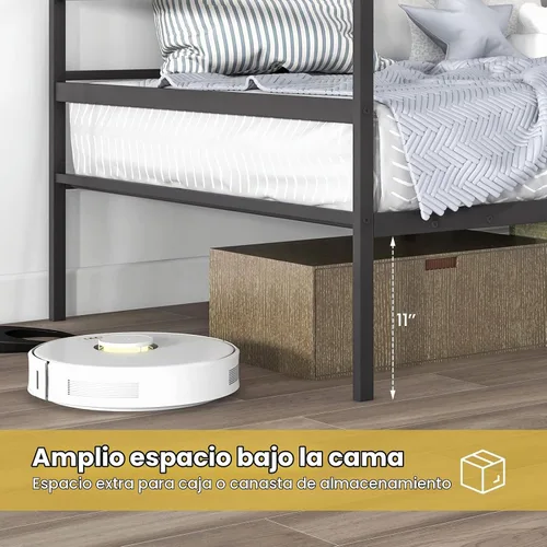 Vista 6 de KOMFOTT Marco de sofá cama de metal tamaño individual, plataforma de soporte de listones de metal resistente, sofá cama con almacenamiento,