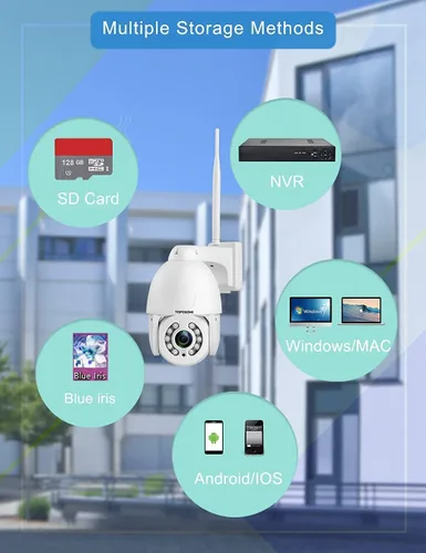 Vista 6 de Cámara de seguridad PTZ de 5 MP con seguimiento de movimiento al aire libre, reflector de vigilancia IP, cámara RTSP inalámbrica WiFi