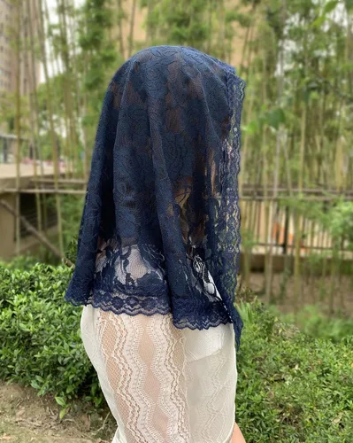 Vista 9 de Velo de mantilla de encaje suave y cómodo, 7 colores, estilo español, velo de encaje, cubierta de cabeza, forma de D