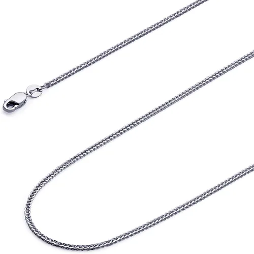Vista 5 de The World Jewelry Center 14k REAL Gold Solid 1mm, 0.8mm Braided Square Wheat Chain Necklace with Lobster Claw Clasp