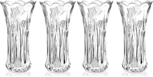 Vista 10 de Dicunoy Juego de 2 jarrones de flores de cristal, jarrones grandes de 9.5 pulgadas para centros de mesa, modernos jarrones acampanados de cristal