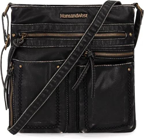 Vista 12 de Montana West Crossbody Bag for Women Multi Pocket Shoulder Medium Travel Purses Ultra Soft Washed Leather