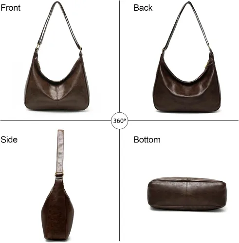 Vista 4 de Bolso de hombro holgado de cuero vegano para mujer, bolsos cruzados suaves a la moda, elegantes bolsos de mano para uso diario