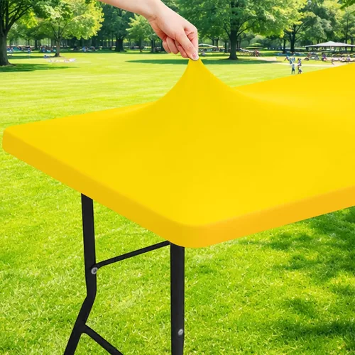Vista 14 de Moosfor - Mantel elástico de elastano para mesa rectangular de 4 pies, manteles ajustables para picnic, funda estirable y lavable para mesa de patio