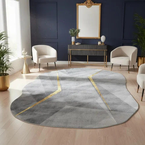 Vista 32 de Alfombra moderna con forma abstracta beige para sala de estar, dormitorio, comedor, contemporánea, lavable, de 2 x 3 pulgadas, decoración