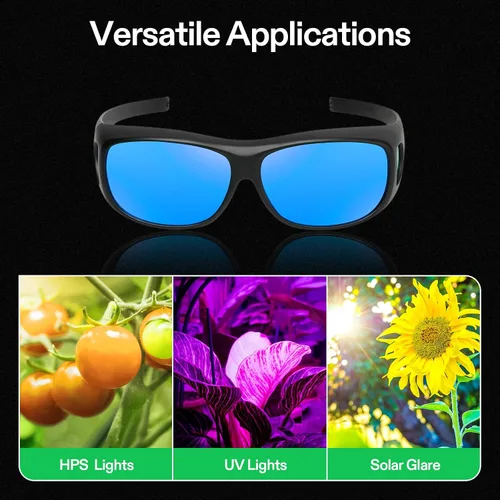 Vista 5 de VIVOSUN Gafas Protectoras de Hidropónicos Interior Anti UVA y UVB para Sala de Cultivo con Estuche para Gafas, Azul