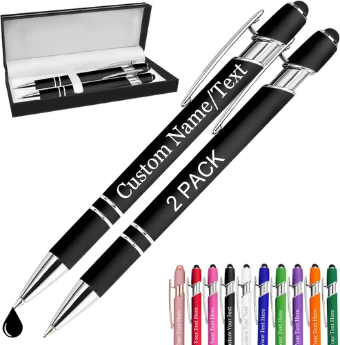 Vista 41 de Bolígrafos personalizados con nombre, paquete de 10 bolígrafos personalizados a granel, bolígrafo de tinta negra grabada con punta de lápiz óptico