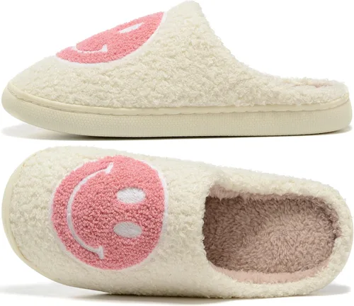Vista 3 de Pantuflas retro peludas para mujeres y hombres, retro, suaves, esponjosas, cálidas, para el hogar, antideslizantes, estilo de pareja, informales