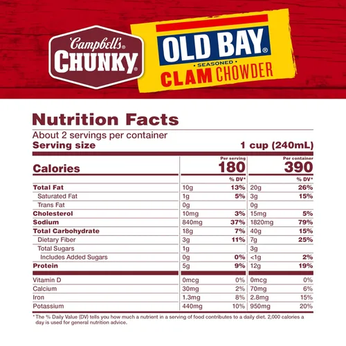 Vista 2 de Campbell's Chunky Sopa, sopa de almejas sazonadas OLD BAY, lata de 18.8 onzas (caja de 12)