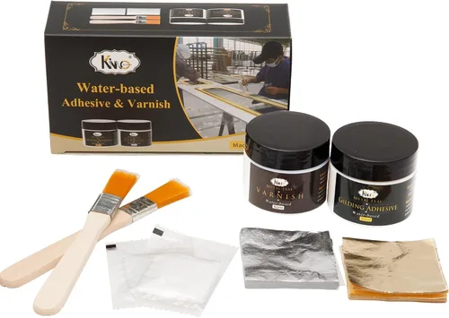 Vista 10 de Adhesivo dorado, resina epoxi de 3.4 fl oz, adhesivo de hoja de oro para uso profesional de manualidades, pintura de hojas de oro a base de agua