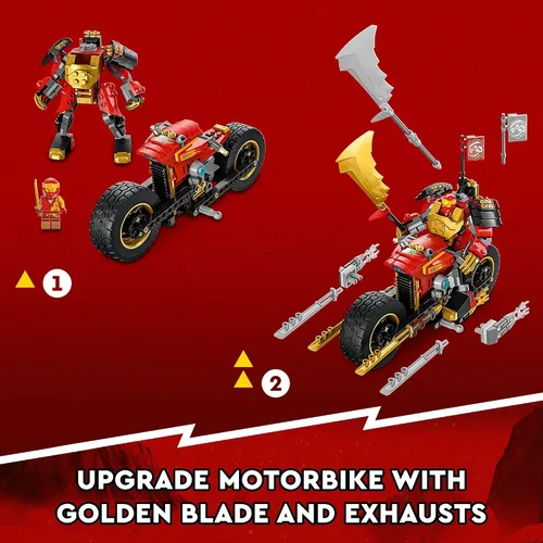Vista 4 de LEGO NINJAGO Kai’s Mech Rider EVO 71783, juguete de moto ninja actualizable, figura de acción Mech y 2 minifiguras de guerrero óseo, juguetes