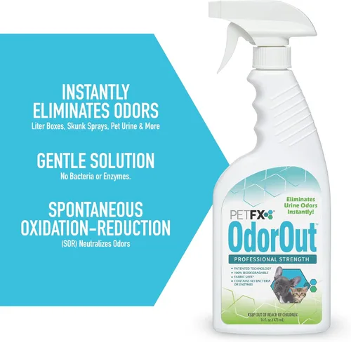 Vista 4 de PetFX OdorOut - Eliminador de olores no tóxico patentado para orina y heces de mascotas - Elimina todos los olores a base de nitrógeno en la fuente