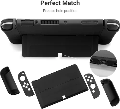 Vista 2 de Switch OLED - Funda protectora para Nintendo Switch OLED modelo 2021, compatible con Switch OLED y Joy-Con Controller Grip Case con protector