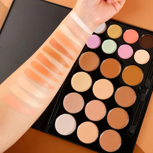 Vista 3 de DE'LANCI - Kit de paleta de maquillaje corrector de contorno de crema, base de contorno facial, paleta de corrector de cobertura completa, paleta