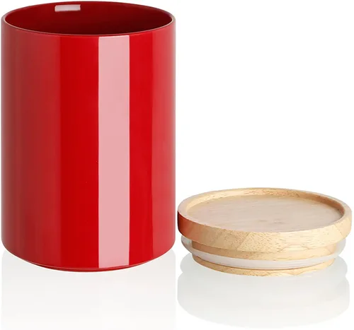 Vista 52 de Recipientes de cocina Sweejar, tarro de almacenamiento de cerámica para alimentos, recipientes apilables con tapa hermética de madera para servir