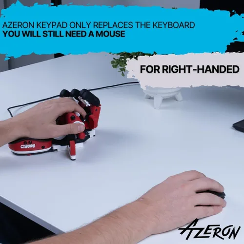 Vista 3 de AZERON Cyborg - Teclado programable para juegos con una sola mano para juegos de PC, con pulgar analógico y 29 teclas programables, teclado impreso