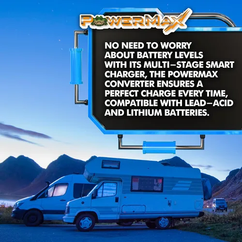 Vista 5 de PowerMax PM3-55 Cargador convertidor de potencia RV – 110 VCA a 12 voltios, fuente de alimentación de conmutación regulada universal, serie PM3