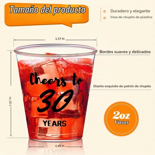 Vista 2 de Zubebe 100 vasos de chupito de cumpleaños de 2 onzas, vasos desechables de 2 onzas, regalos de fiesta de cumpleaños para ella y él, mujeres