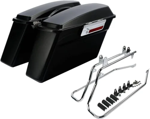 Vista 48 de Kit de soporte de conversión para alforjas extendidas de 4" TCMT, compatible con Harley Heritage Softail Fatboy FLSTF Breakout 1984-2017, negro