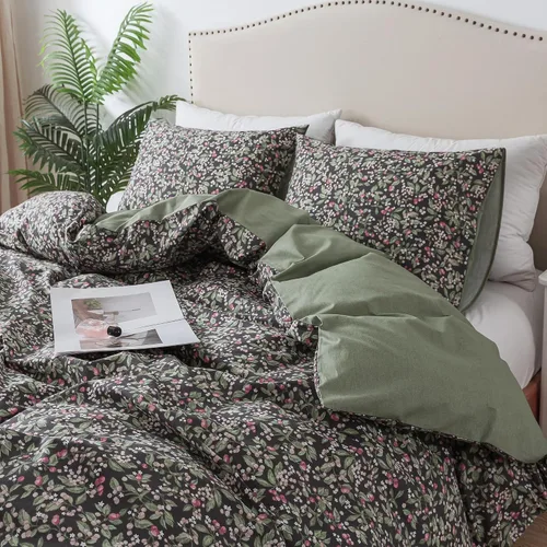 Vista 46 de HoneiLife Juegos de Fundas de Edredón Twin - Funda de Edredón Floral 100% Algodón, Juego de Ropa de Cama Transpirable de 2 Piezas con Cierre