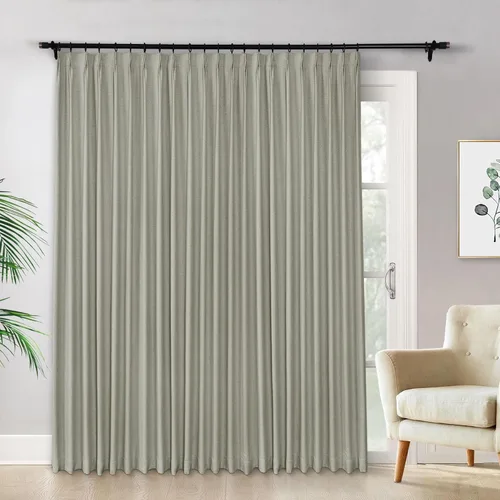 Vista 30 de Macochico Cortinas opacas de lino plisadas para oscurecer la habitación, panel con aislamiento térmico para dormitorio, sala de estar, sala