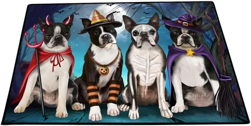 Vista 23 de Doggie of the Day Boston Terrier Dogs Floor Mat - 4th of July Independence Day - Best Dog Doormat - Protector Decor - Unique Portrait Art - Premium