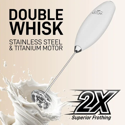 Vista 444 de Zulay Milk Boss Espumador de leche potente manual, hace espuma para latte, batidor para mezclar bebidas, café, miniespumador para capuchino, frappé