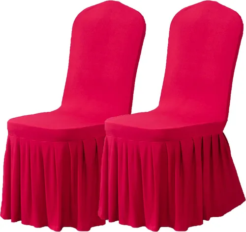 Vista 41 de Dimatic Juego de 2 fundas elásticas para sillas de comedor, fundas Parsons con falda, de elastano súper ajuste, funda protectora de asiento para Azul