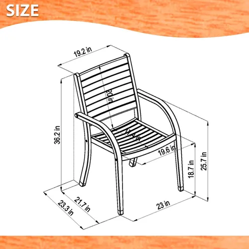 Vista 7 de Brampton Patio Brampton Coventry - Juego de comedor rectangular de 5 piezas, acabado de teca oscura y sillas apilables, ideal para patio y exteriores