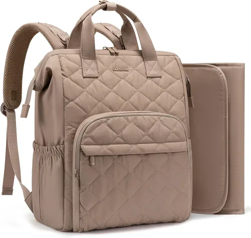 Vista 14 de LOVEVOOK Mochila pequeña para pañales, mini bolsa de bebé para niña o niño con cambiador, mochila para pañales para mamá y papá con hebillas