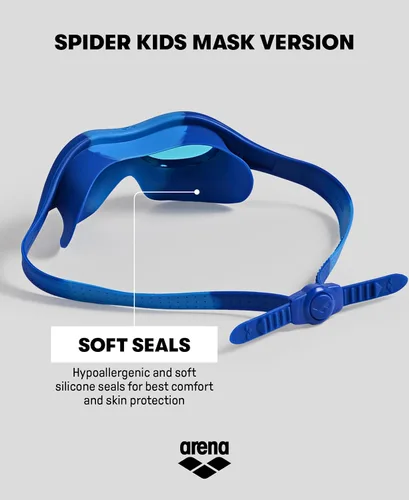 Vista 5 de ARENA Máscara de natación Spider unisex para niños, niños y niñas de 2 a 5 años, lente antivaho sin espejo, correa fácil de usar, visión amplia