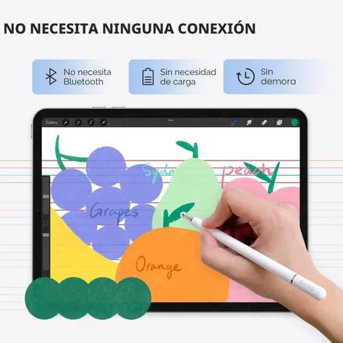 Vista 4 de Lápiz para Tablet, Lápiz Stylus con Punta de Disco Capacitiva y Tapa Magnética Compatible con Todas las Pantallas Táctiles, Lápices para Apple iPad