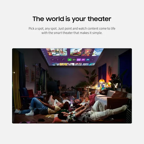 Vista 3 de Samsung 30" - 100" The Freestyle 2nd Gen con Gaming Hub Proyector portátil inteligente, FHD, HDR, experiencia de cine en casa de pantalla grande