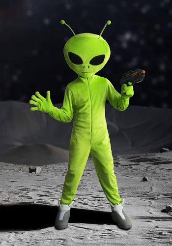 Vista 5 de Disfraz de alienígena de gran tamaño para niños Negro BlackLime