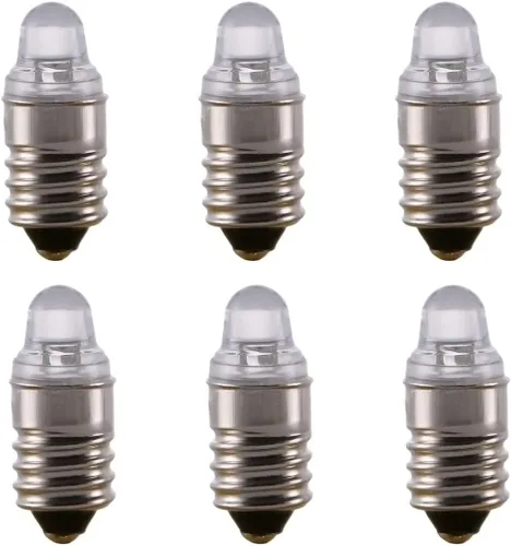Vista 2 de 10 Uds E10 Bombillas LED 3 Volt Miniatura Linterna Bombillas E10 Bombillas de Repuesto Mini Lámparas Blanco Frío 3V
