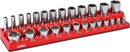 Vista 21 de ARES 70236 - Organizador magnético para 16 vasos SAE de 1/2 pulgada, para 15 vasos y 1 adaptador para vaso, mantiene tu caja de herramientas