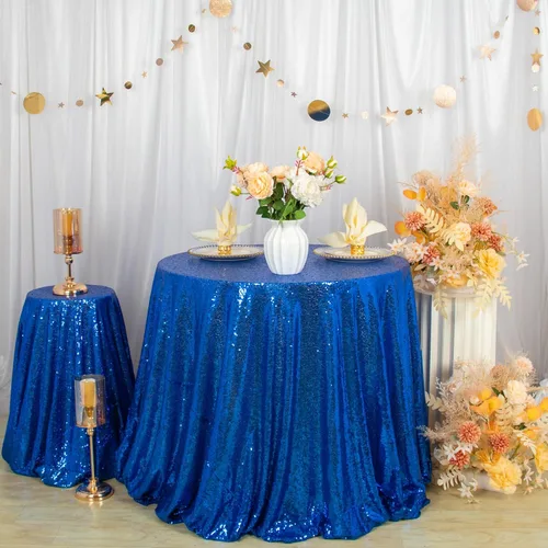 Vista 37 de ShiDianYi Mantel redondo de lentejuelas azul bebé de 72 pulgadas, mantel de lentejuelas con purpurina para pastel de postre con purpurina, mantel