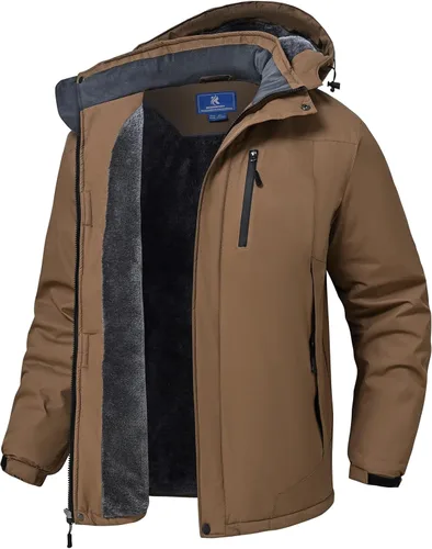 Vista 11 de SPOSULEI - Chaquetas de esquí para hombre con capucha, chaquetas de snowboard, impermeables, forro de vellón, abrigos con bolsillos múltiples
