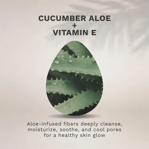 Vista 4 de KOL Cepillo facial, almohadillas de limpieza facial exfoliantes con infusión de aloe, esponja facial exfoliante desechable para limpieza diaria